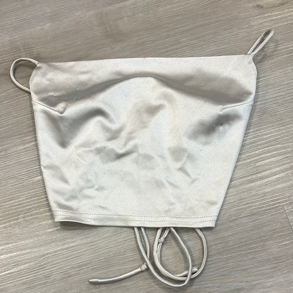 White Satin Crop Top
